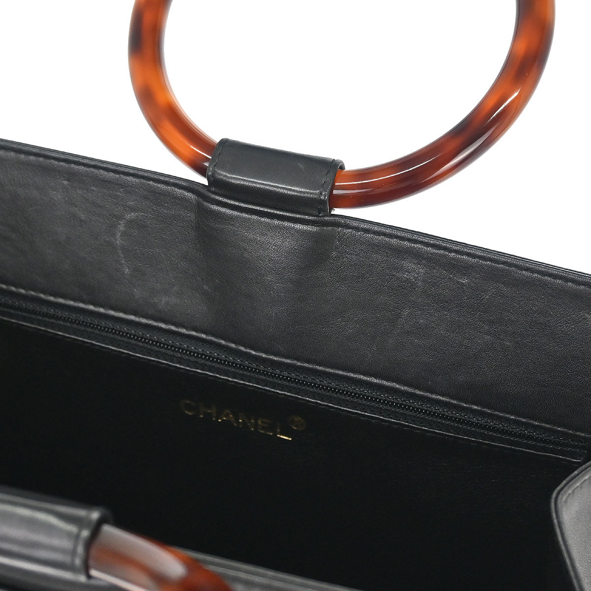Chanel 1997-1999 Black Calfskin Tortoiseshell Handbag