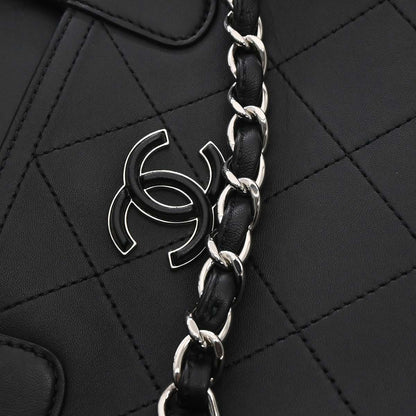Chanel Black Calfskin Shopping Tote 2way Shoulder Handbag