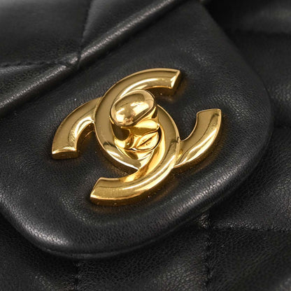 Chanel Black Lambskin Medium Classic Double Flap Shoulder Bag