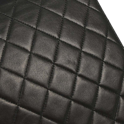 Chanel Black Lambskin Pushlock Medium Half Flap Shoulder Bag