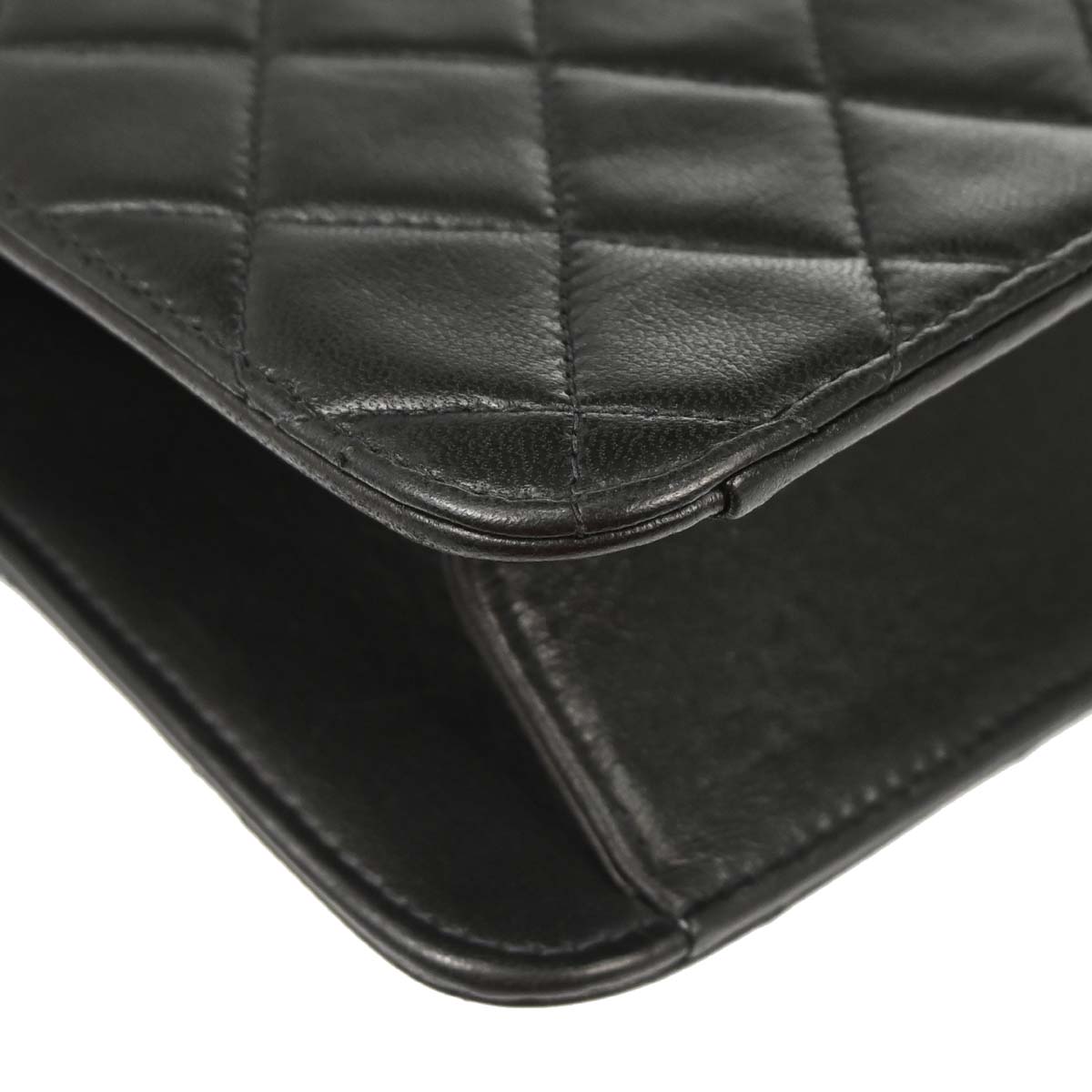 Chanel Black Lambskin Pushlock Medium Half Flap Shoulder Bag