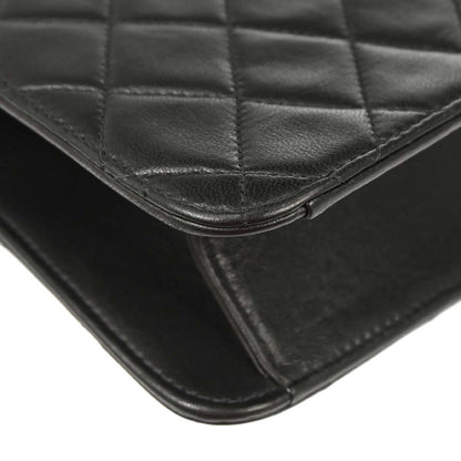 Chanel Black Lambskin Pushlock Medium Half Flap Shoulder Bag