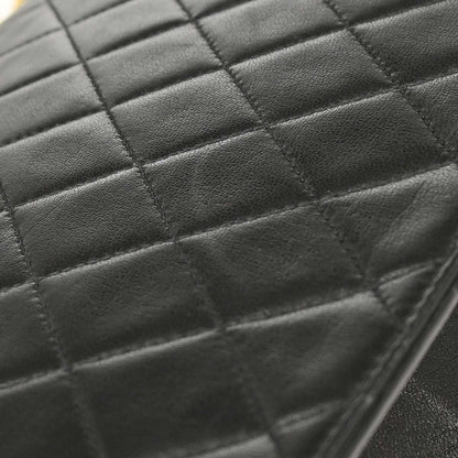 Chanel Black Lambskin Pushlock Medium Half Flap Shoulder Bag