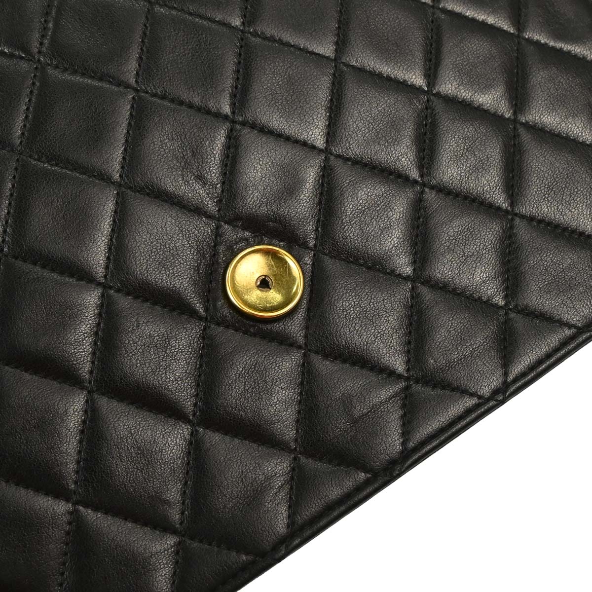 Chanel Black Lambskin Pushlock Medium Half Flap Shoulder Bag