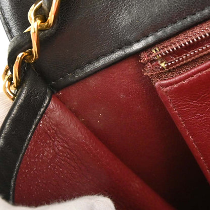 Chanel Black Lambskin Pushlock Medium Half Flap Shoulder Bag