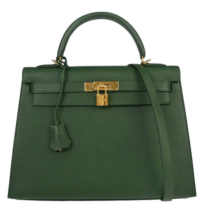 Hermes Vert Anglais Epsom Kelly 32 Sellier 2way Shoulder Handbag