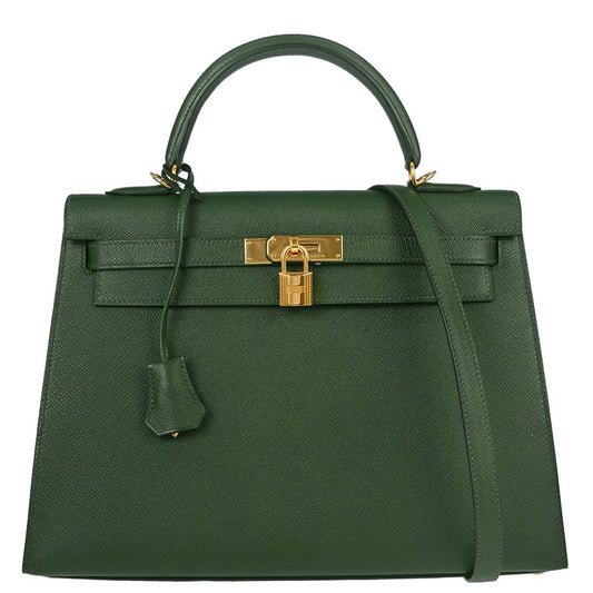 Hermes Vert Anglais Epsom Kelly 32 Sellier 2way Shoulder Handbag