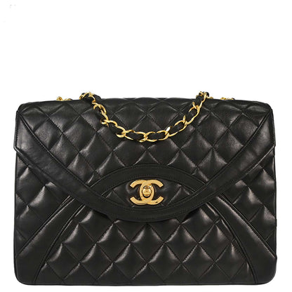 Chanel 1989-1991 Black Lambskin Shoulder Bag