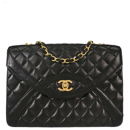 Chanel 1989-1991 Black Lambskin Shoulder Bag