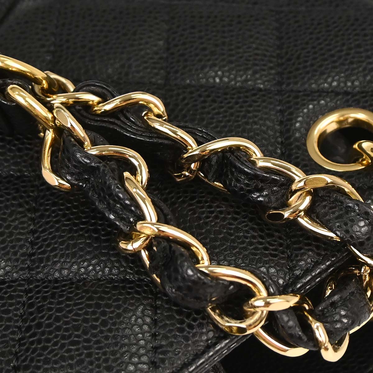 Chanel 2006-2008 Black Caviar Skin Petite Shopping Tote PST Chain Handbag