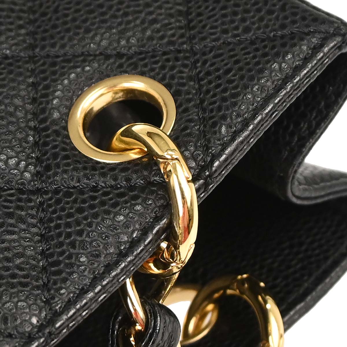 Chanel 2006-2008 Black Caviar Skin Petite Shopping Tote PST Chain Handbag