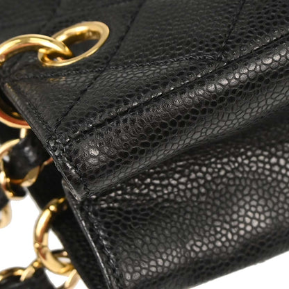 Chanel 2006-2008 Black Caviar Skin Petite Shopping Tote PST Chain Handbag