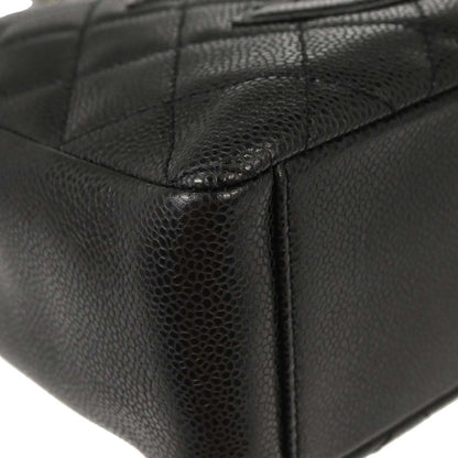Chanel 2006-2008 Black Caviar Skin Petite Shopping Tote PST Chain Handbag