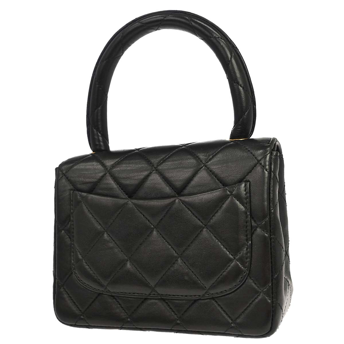 Chanel 1991-1994 Black Lambskin Top Handle Handbag
