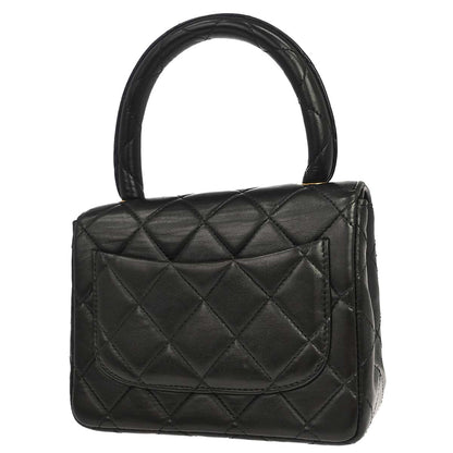 Chanel 1991-1994 Black Lambskin Top Handle Handbag