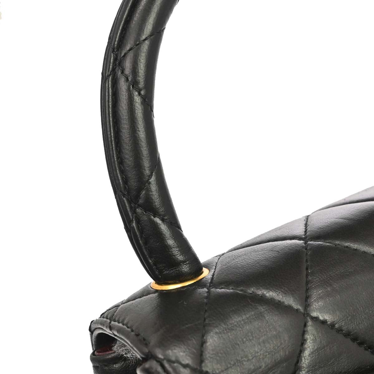 Chanel 1991-1994 Black Lambskin Top Handle Handbag