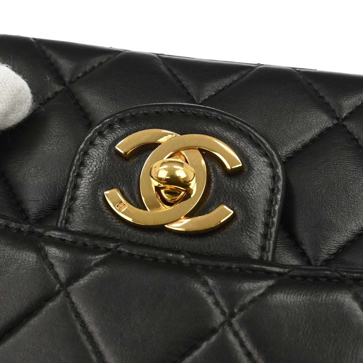 Chanel 1991-1994 Black Lambskin Top Handle Handbag
