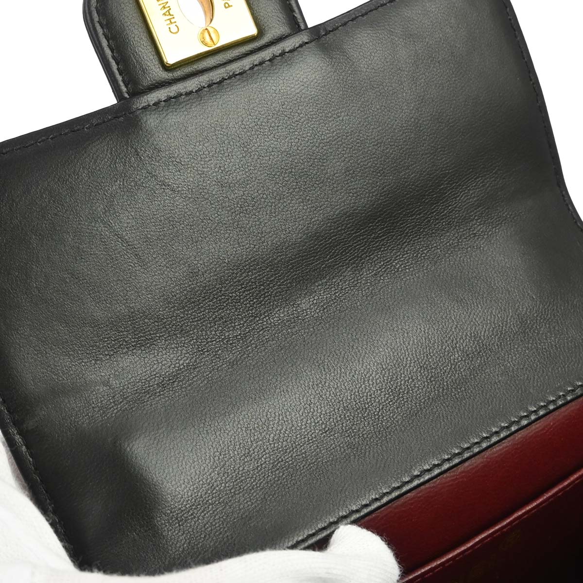 Chanel 1991-1994 Black Lambskin Top Handle Handbag