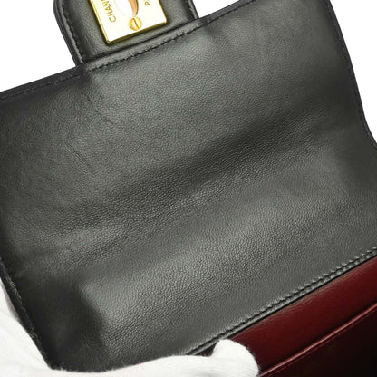 Chanel 1991-1994 Black Lambskin Top Handle Handbag