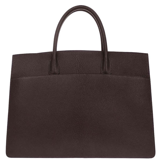 Hermes Chocolat Chevre Coromandel White Bus GM Tote Bag