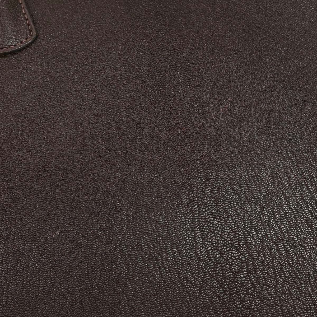 Hermes Chocolat Chevre Coromandel White Bus GM Tote Bag