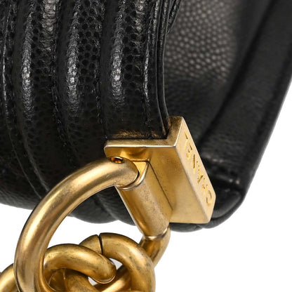 Boy Chanel 2019 Black Caviar Skin Small Chain Shoulder Bag