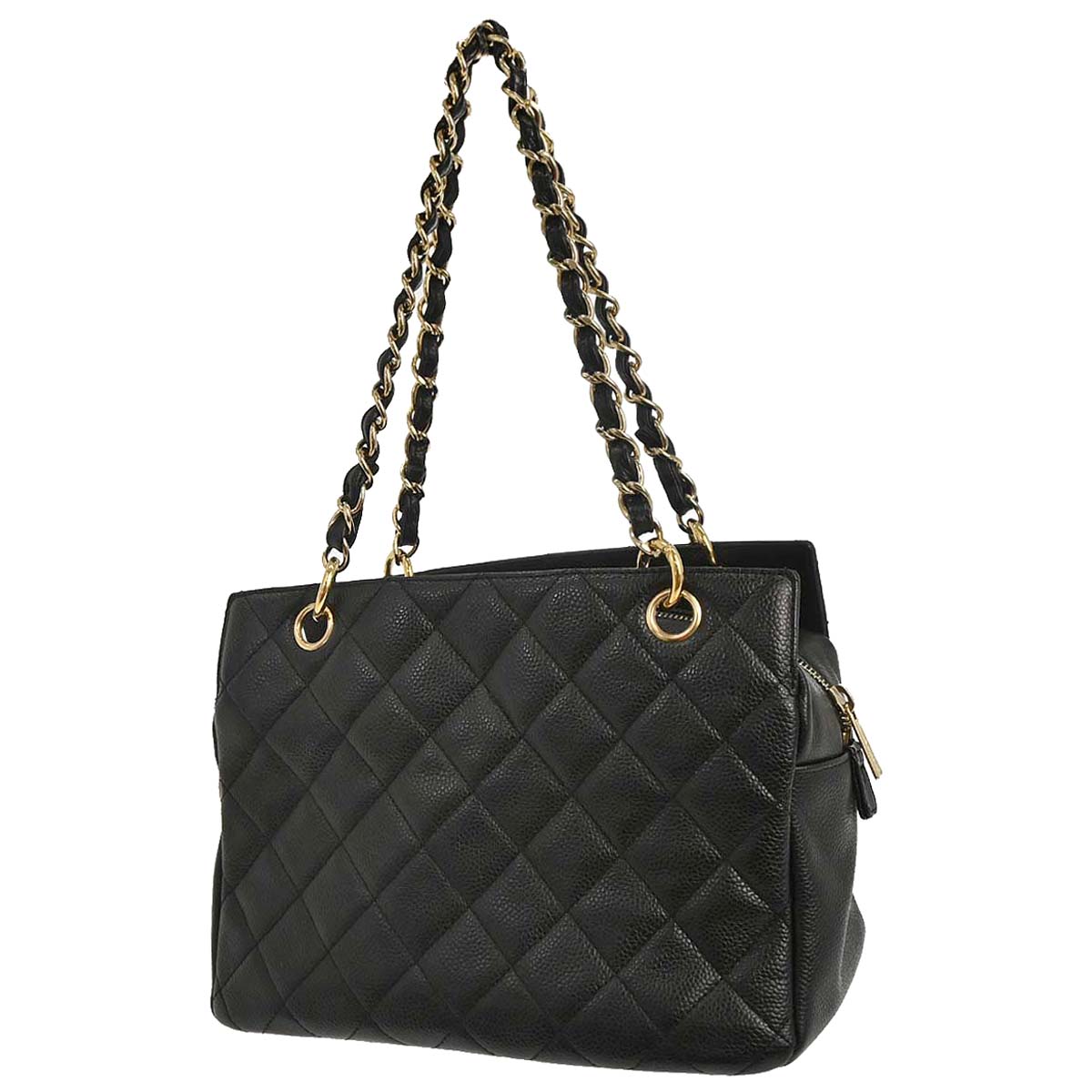 Chanel 2008-2009 Black Caviar Skin Petite Timeless Tote PTT Chain Handbag