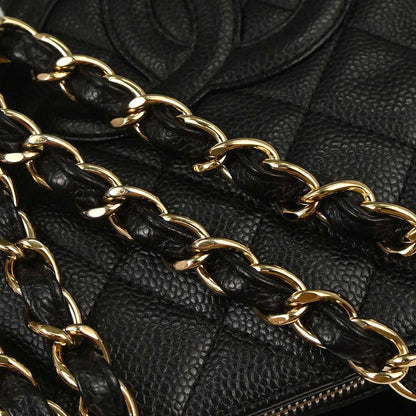 Chanel 2008-2009 Black Caviar Skin Petite Timeless Tote PTT Chain Handbag