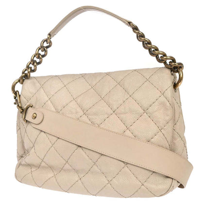 Chanel 2012-2013 Beige Caviar Skin Coco Pleats 2way Shoulder Handbag