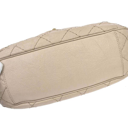 Chanel 2012-2013 Beige Caviar Skin Coco Pleats 2way Shoulder Handbag