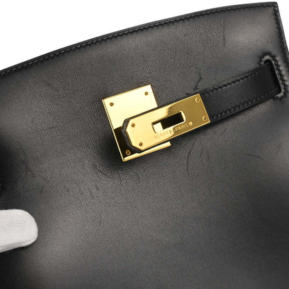 Hermes Black Box Calf Kelly Sport MM Shoulder Bag