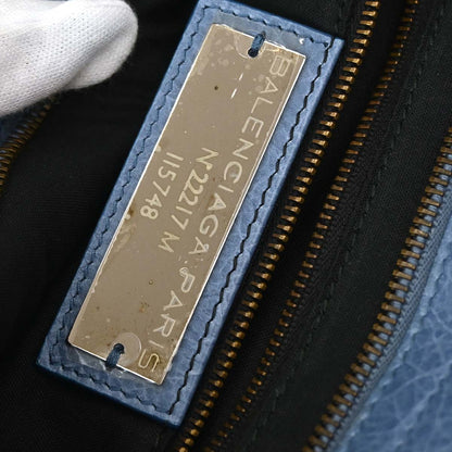 Balenciaga Blue Lambskin City Medium 2way Shoulder Handbag