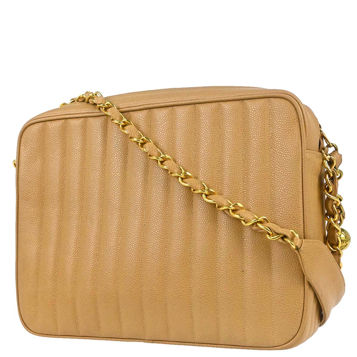 Chanel 1994-1996 Beige Caviar Skin Mademoiselle Camera Bag Jumbo