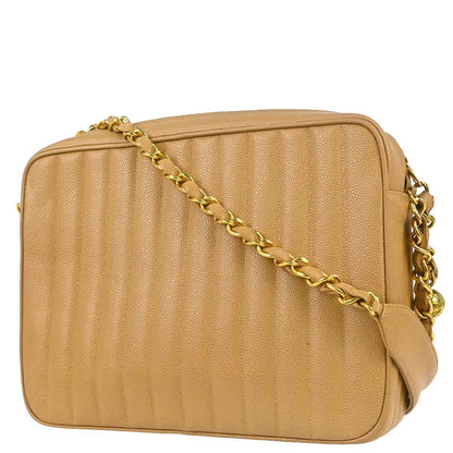 Chanel 1994-1996 Beige Caviar Skin Mademoiselle Camera Bag Jumbo