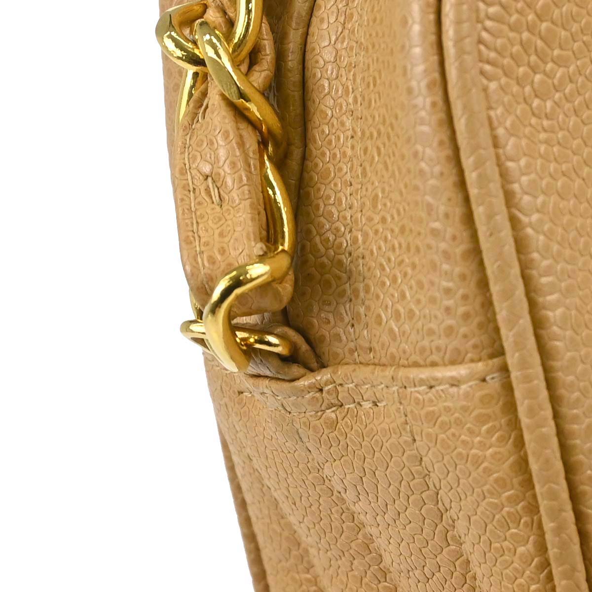 Chanel 1994-1996 Beige Caviar Skin Mademoiselle Camera Bag Jumbo