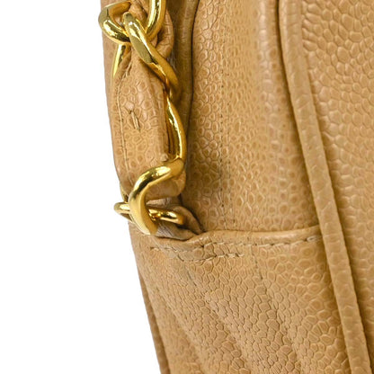 Chanel 1994-1996 Beige Caviar Skin Mademoiselle Camera Bag Jumbo