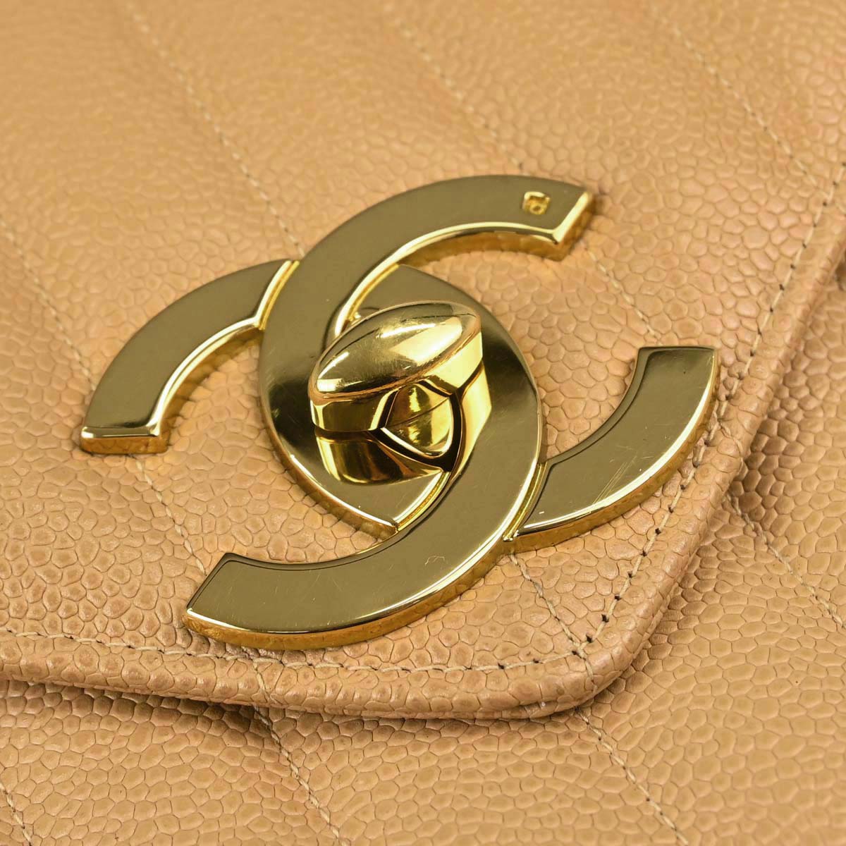 Chanel 1994-1996 Beige Caviar Skin Mademoiselle Camera Bag Jumbo