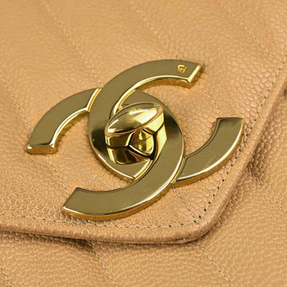 Chanel 1994-1996 Beige Caviar Skin Mademoiselle Camera Bag Jumbo
