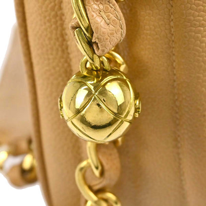 Chanel 1994-1996 Beige Caviar Skin Mademoiselle Camera Bag Jumbo