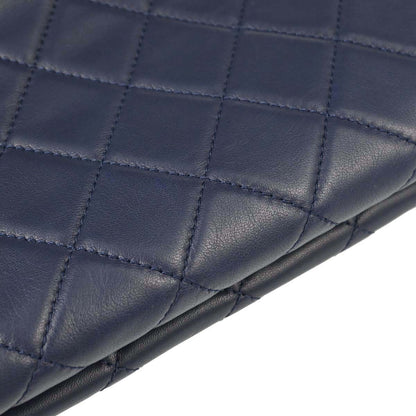 Chanel 2017 Navy Lambskin Label Click Flap Shoulder Bag