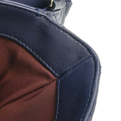 Chanel 2017 Navy Lambskin Label Click Flap Shoulder Bag