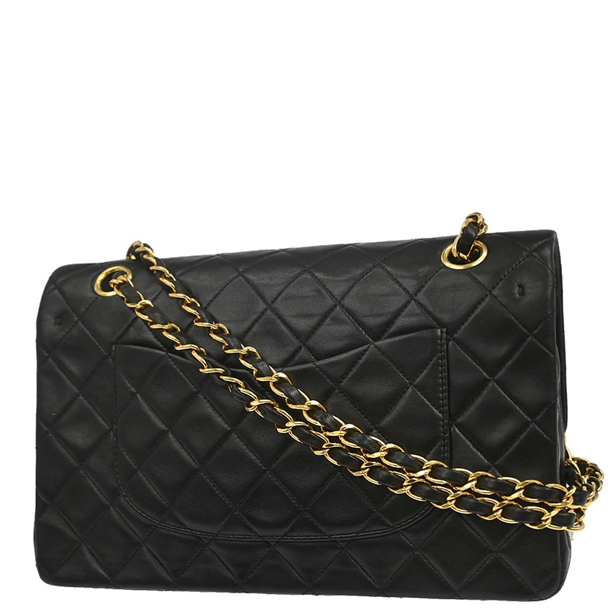 Chanel 1989-1991 Black Lambskin Single Flap Shoulder Bag