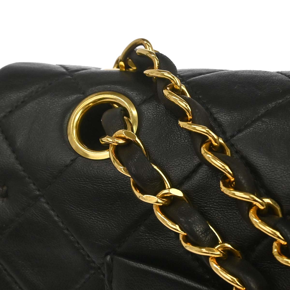 Chanel 1989-1991 Black Lambskin Single Flap Shoulder Bag