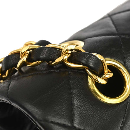 Chanel 1991-1994 Black Lambskin Medium Classic Double Flap Shoulder Bag