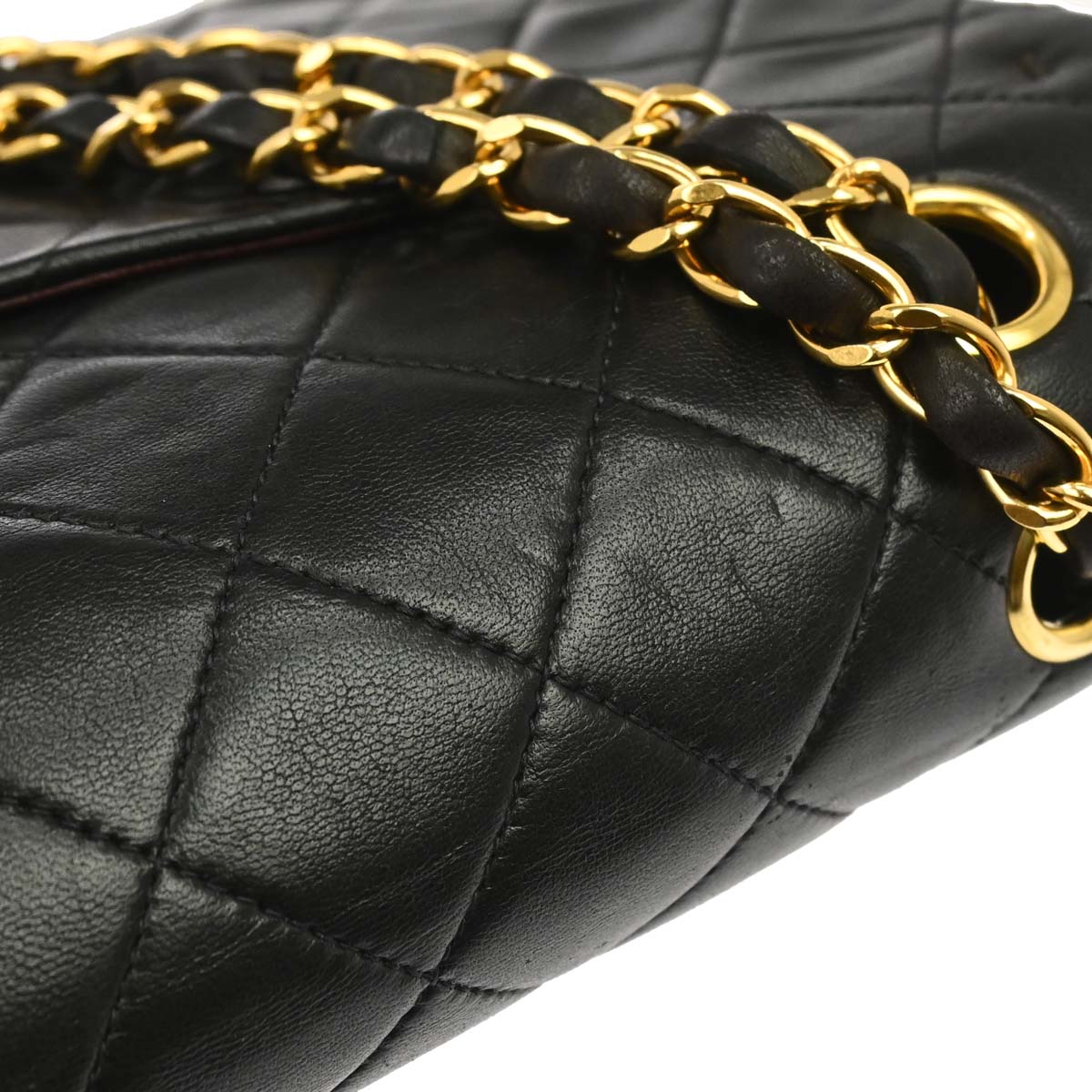 Chanel 1989-1991 Black Lambskin Single Flap Shoulder Bag