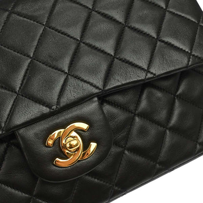 Chanel 1989-1991 Black Lambskin Single Flap Shoulder Bag
