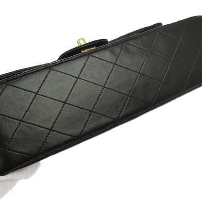 Chanel 1989-1991 Black Lambskin Single Flap Shoulder Bag