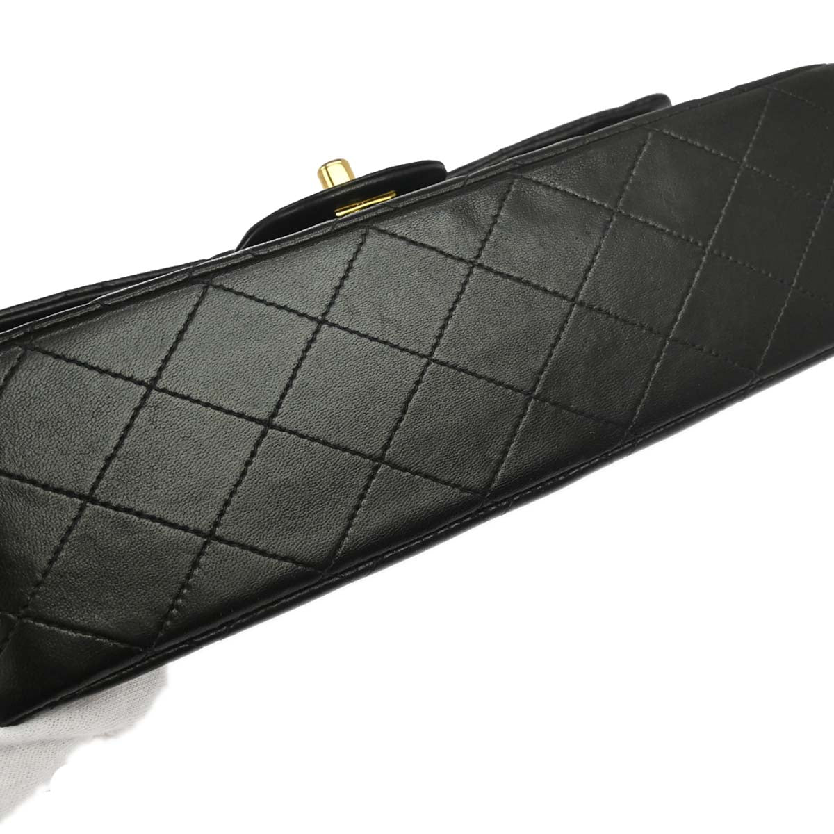 Chanel 1991-1994 Black Lambskin Medium Classic Double Flap Shoulder Bag