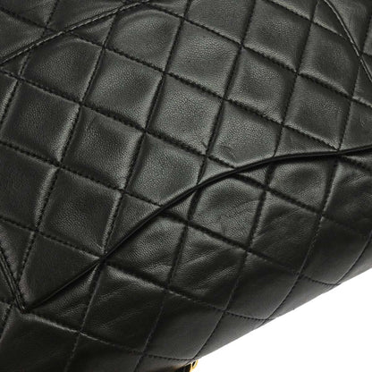 Chanel 1989-1991 Black Lambskin Single Flap Shoulder Bag