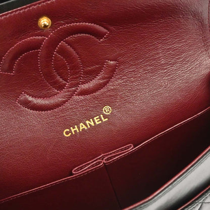 Chanel 1991-1994 Black Lambskin Medium Classic Double Flap Shoulder Bag